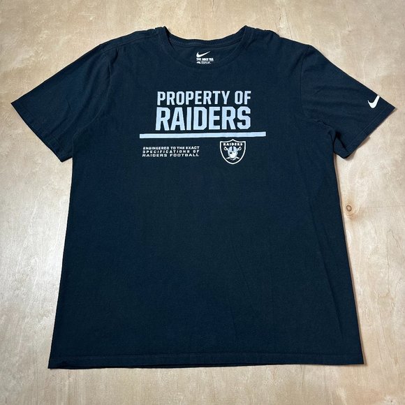 Nike Tee Men's Large Property of Raiders Black NFL Football Athletic Cut T-Shirt - Picture 1 of 5